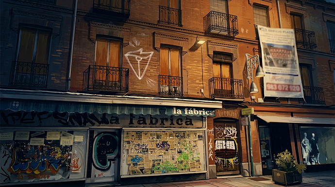 Ilustración del abandono de comercios y edificios en la calle Manteria