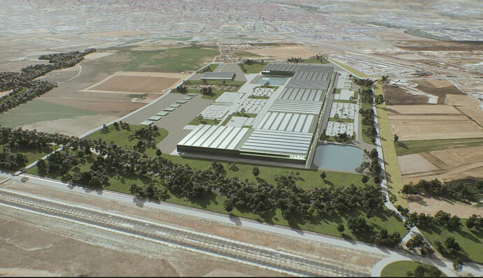 Infografía de la futura fábrica en la Vereda de Palomares - Ayuntamiento de Valladolid (2023)