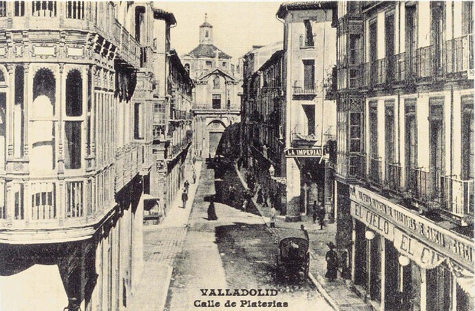 Postal de la calle Platerías (sic!) Sin fechar, probablemente c1900-1910 Archivo municipal de Valladolid|inheritxinherit