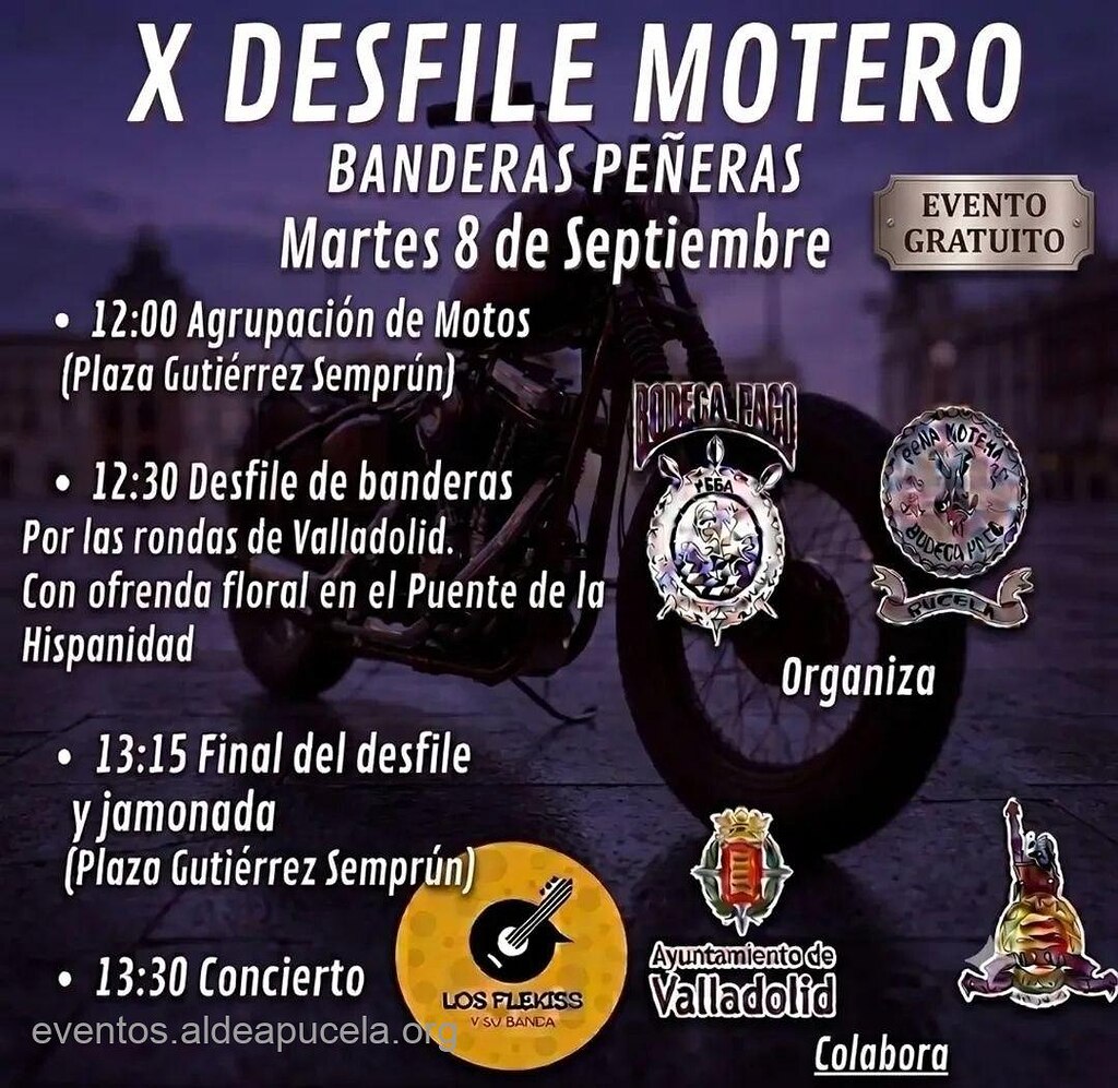 X desfile Motero de banderas Peñeras y Ofrenda Floral en Puente de la Hispanidad