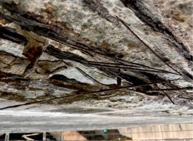 Detalle de la rotura y pérdida total de alambres (2ª viga del lado izquierdo) - INES Ingenieros (15/03/2025).