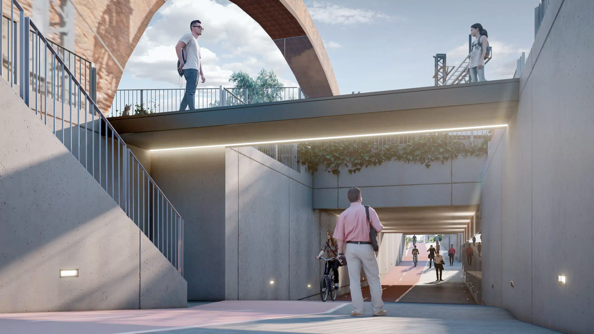 Render del posible nuevo paso junto al Arco en el convenio de integración de 2017, ahora roto.