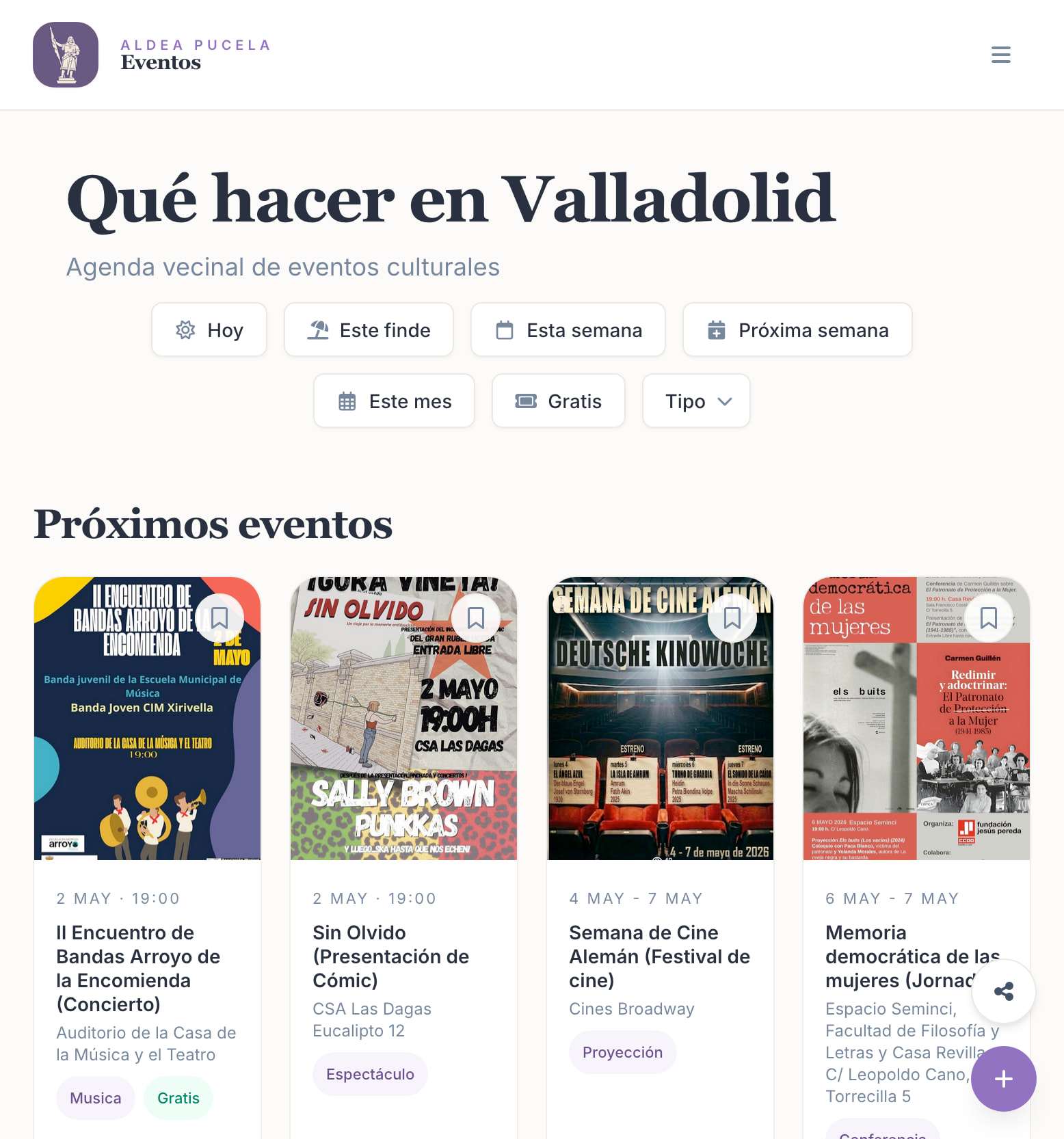 Captura de pantalla de la web