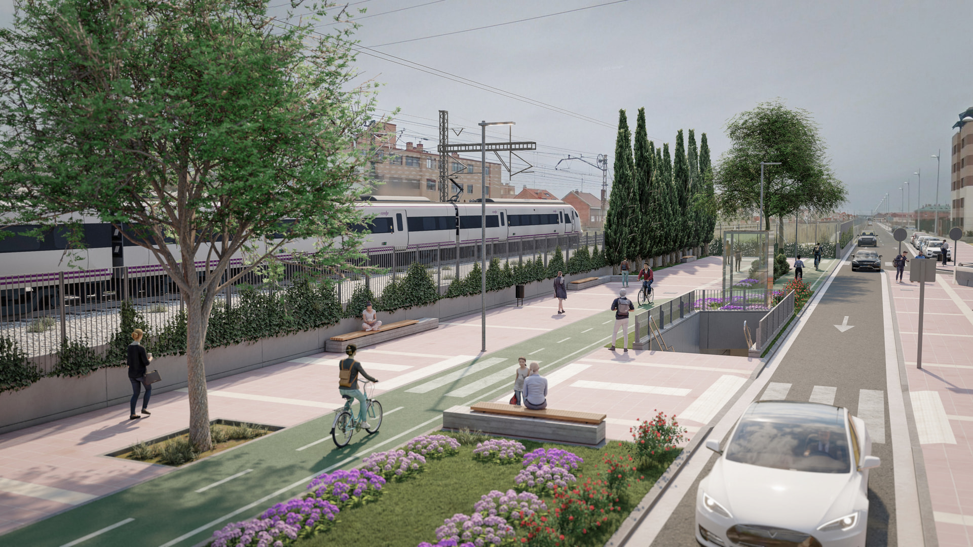 Render del proyecto de reurbanización de la Calle Salud en el convenio de integración ferroviaria 2017
